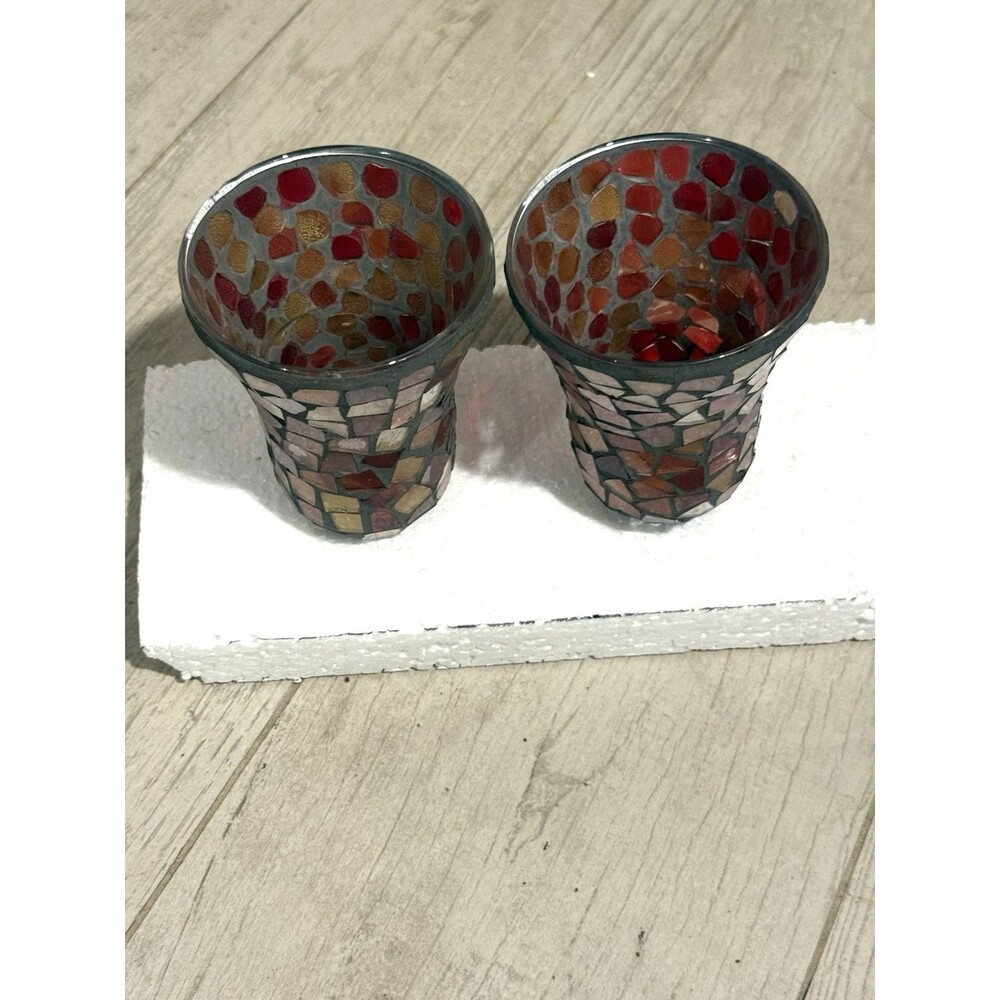 Home Interiors Mosaic / Votive Cup / Can Fit Into Tea Light Holder 4X4 Set Of 2